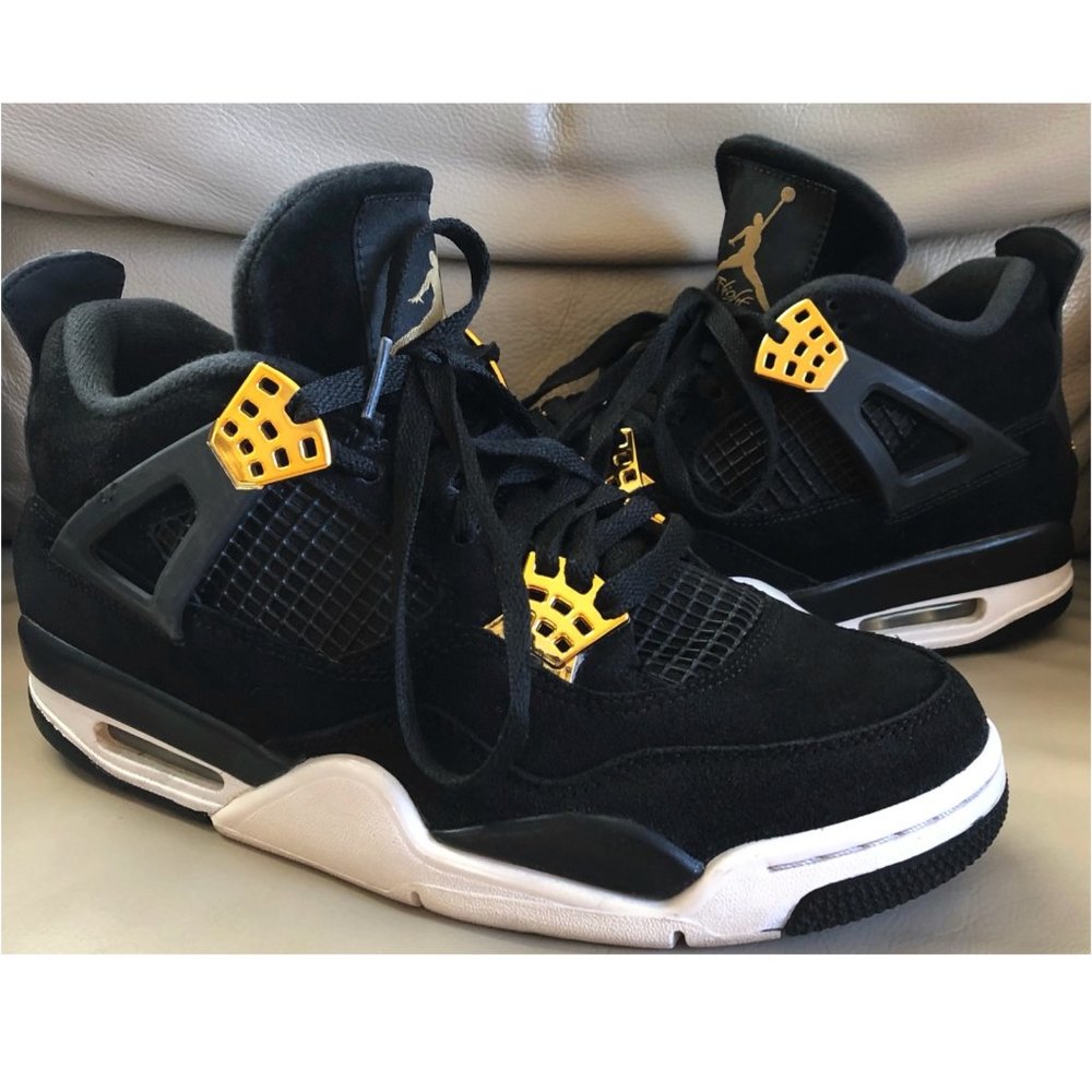 Nike Air Jordan 4 IV Retro Royalty Black Suede Men's Sneakers #308497-032 Size 8